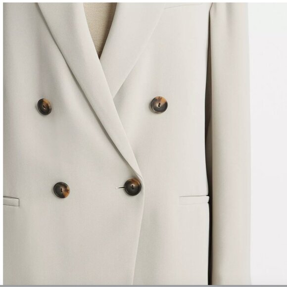 Vince Crepe Double-Breasted Blazer Sepia Size 4 - Picture 2 of 8